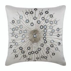 Silver Moons - Ivory Art Silk Decorative Euro Sham