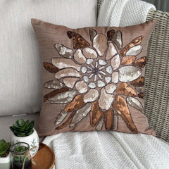 Spark Attraction - Peach Art Silk Throw Pillow Cover