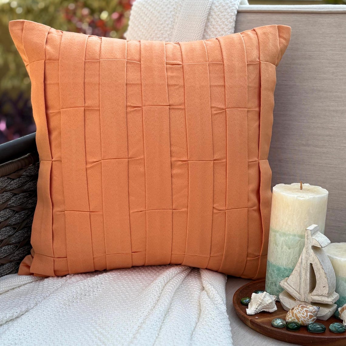 Orange Love Tune - Orange Faux Suede Decorative Euro Sham
