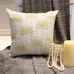 Lotus Serene - Ivory Art Silk Decorative Euro Sham