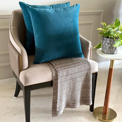 Peacock Plain Velvet Throw Pillow Cover - Peacock Velvet