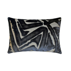 Charcoal Gray Velvet Lumbar Pillow Cover - Charcoal Strokes Lumbar