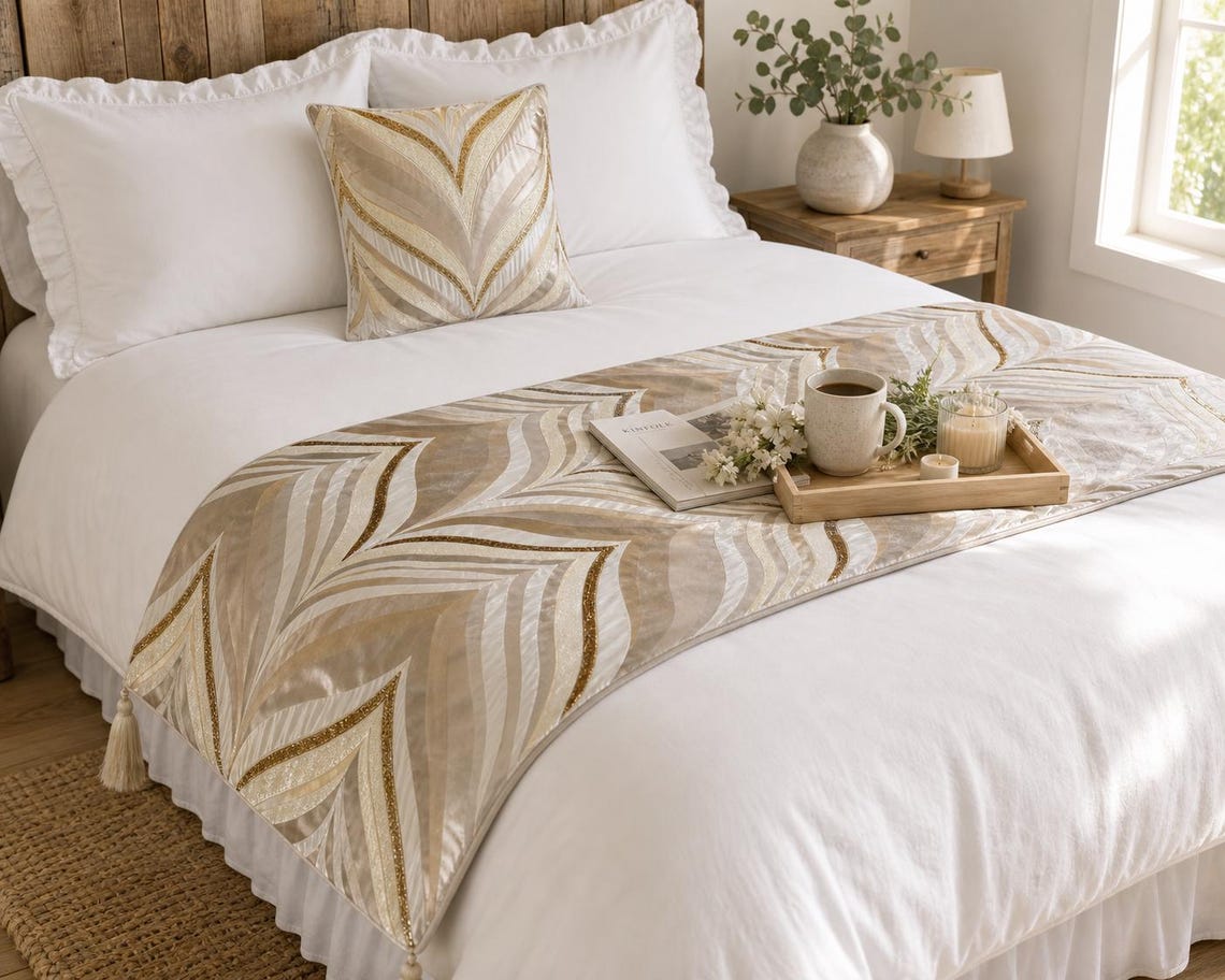 Clarissa Serene Decorative Bed Runner and Pillow Cover