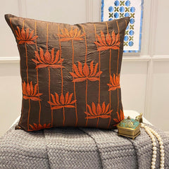 Red Lotuses Embroidery Decorative Euro Sham