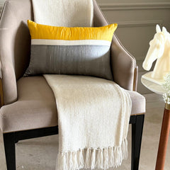 Plush Yellow Silk - Yellow Silk Lumbar Pillow Cover