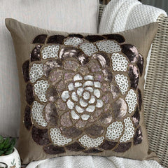 Brown Wildflower Floral Throw Pillow Cover