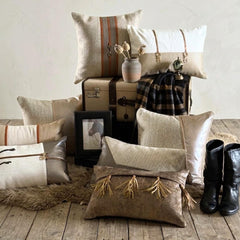 Leather Flush - Beige Faux Leather Throw Pillow Cover