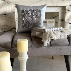 Love Vintage - Silver Art Silk Throw Pillow Cover