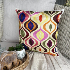 Multi Galore - Multicolor Art Silk Throw Pillow Cover