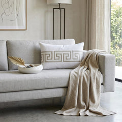 Ivory & Gray Linen Lumbar Pillow Cover - Olympus Circuit