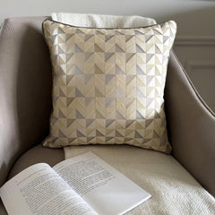 Beige Moire Effects - Beige Silk Throw Pillow Cover