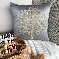 Tree Of Faith - Gray Art Silk Decorative Euro Sham