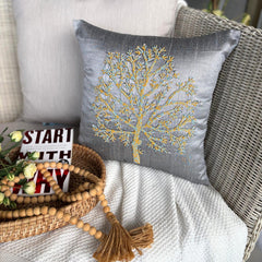 Tree Of Faith - Gray Art Silk Decorative Euro Sham