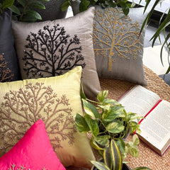 Tree Of Faith - Gray Art Silk Decorative Euro Sham