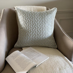 Mosaic Mood Blue - Blue Jacquard Decorative Euro Sham