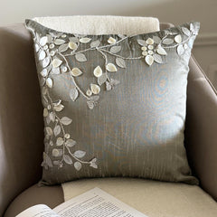 Silver Beauty - Silver Art Silk Decorative Euro Sham