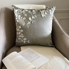Silver Beauty - Silver Art Silk Decorative Euro Sham