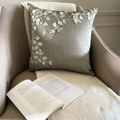 Silver Beauty - Silver Art Silk Decorative Euro Sham