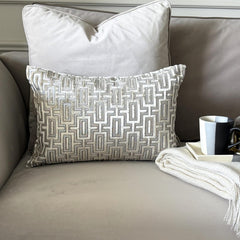 Champagne Velvet Lumbar Pillow Cover - Champagne Interlock Lumbar