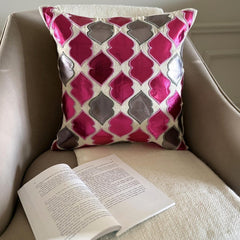 Magic Potion - Metallic Pink Faux Leather Throw Pillow Cover