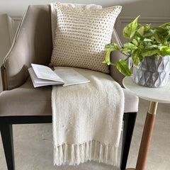 Drop Of Gold - Cream Taffeta Throw Pillow Cover