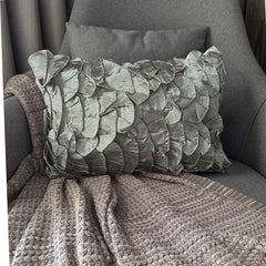 Vintage Gray Ruffles - Satin Grey Decorative Lumbar Pillow Cover