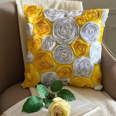 Sunny Yellow Blooms - Yellow Art Silk Decorative Euro Sham