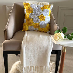 Sunny Yellow Blooms - Yellow Art Silk Decorative Euro Sham