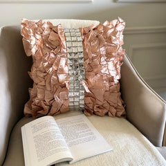 Vintage Diamonds - Peach Satin Decorative Euro Sham