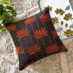 Red Lotuses Silk Decorative Euro Sham