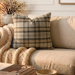 Plaidscape Gray - Gray Velvet Winter Plaid  Throw Pillow Cover
