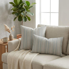 Blue Haven Stripes Lumbar Pillow Cover