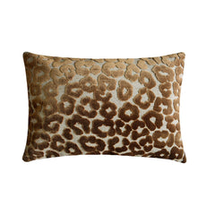 Brown Velvet Lumbar Pillow Cover - Leopard Terrrain Lumbar