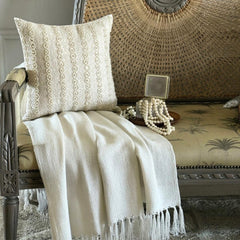 Pearl Ivy - Pearl Ivory Art Silk Throw Pillow Cover