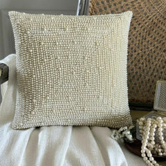 Pearl World - Ivory Art Silk Throw Pillow Cover