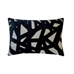 Black Velvet Lumbar Pillow Cover - Veleri Black Lumbar