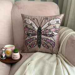Butterfly Love - Pink Art Silk Decorative Euro Sham