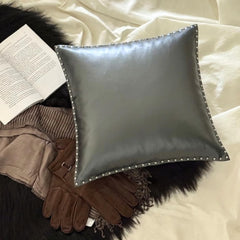Silent Night - Gray Faux Leather Decorative Euro Sham