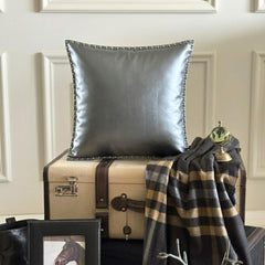 Silent Night - Gray Faux Leather Decorative Euro Sham