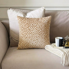 Beige Velvet Throw Pillow Cover - Spotted Safari