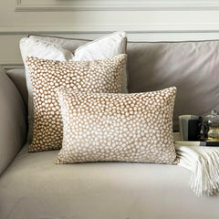 Beige Velvet Throw Pillow Cover - Spotted Safari