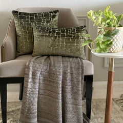 Olive Green Velvet Lumbar Pillow Cover - Cobblestone Lumbar