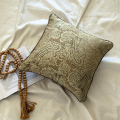 Paisley Brown Smitten - Brown Jacquard Throw Pillow Cover