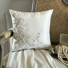 Wedding Love - Ivory Linen Throw Pillow Cover