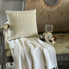 Pearl World - Ivory Art Silk Throw Pillow Cover