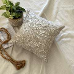 Pearl Divine - Natural Beige Cotton Linen Throw Pillow Cover