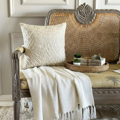 Glazed Pearls - Natural Beige Cotton Linen Decorative Euro Sham