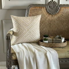 Pearlish - Beige Linen Throw Pillow Cover