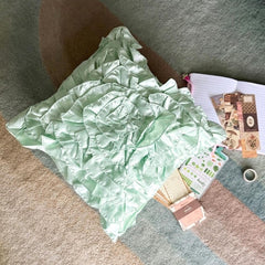 Mint Green Ruffles - Mint Green Satin Throw Pillow Cover