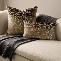 Brown Velvet Lumbar Pillow Cover - Leopard Drift Lumbar